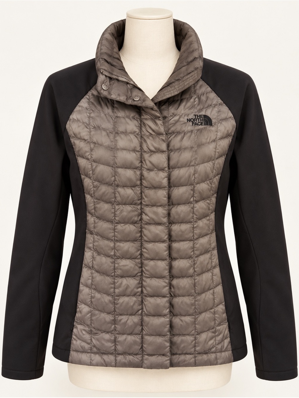 The North Face Women's Quilted Hybrid Puffer Jacket - Taupe & Black L, EUC